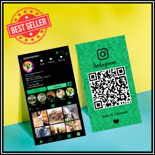 Construction Instagram Green   QR Code Business Card