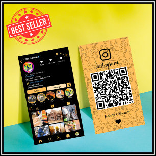 Construction Instagram Peach QR Code Business Card