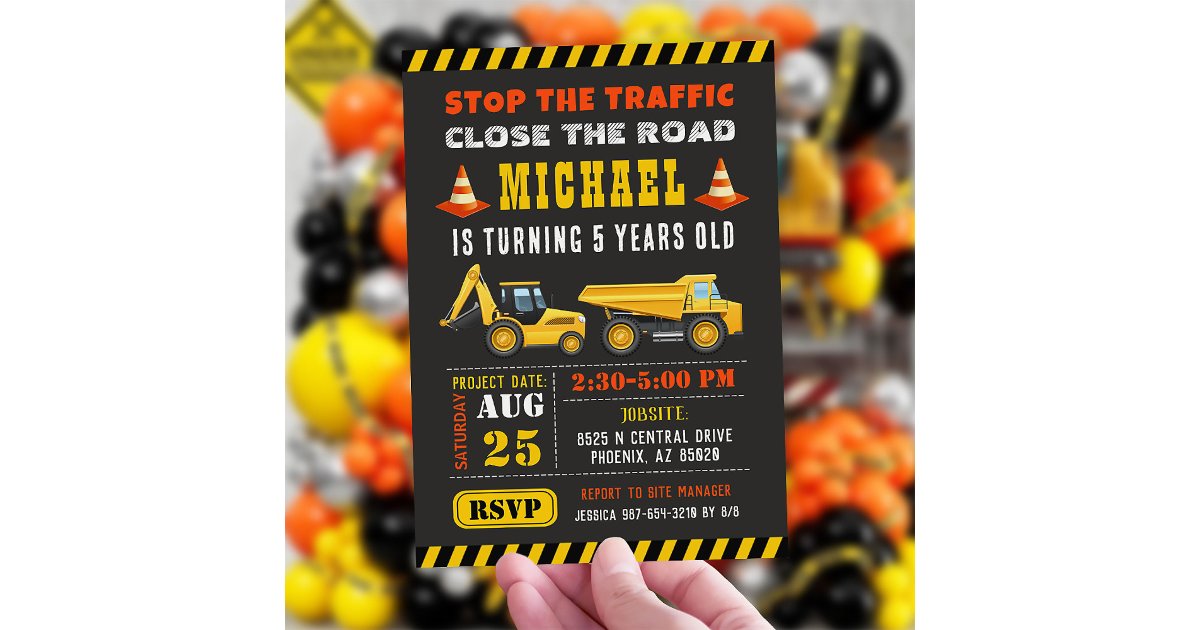 Construction Invitation, Building Party Birthday Invitation | Zazzle