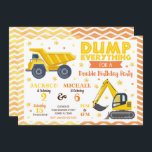 Construction Joint Birthday Invitation Siblings<br><div class="desc">All designs are © Happy Panda Print</div>