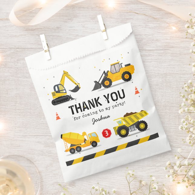 Construction Kids Any Age Birthday Party Favour Bag (Clipped)