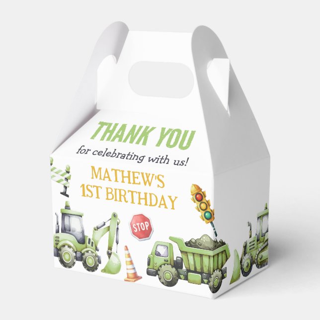Construction Kids Birthday Party Favour Box (Front Side)