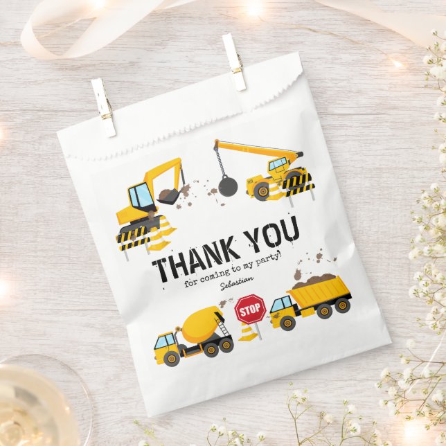 Construction Kids Birthday Party Thank You Favour Bag (Clipped)