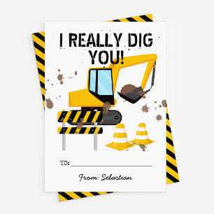 Construction Kids Classroom Valentine Day Card