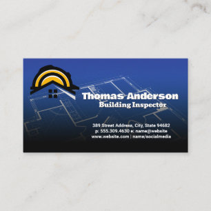 Construction Logo Blueprints Business Card