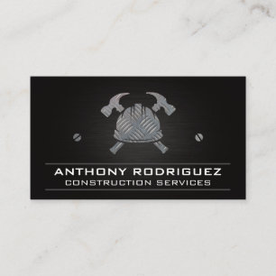 Construction Logo   Hard Hat   Hammers   Steel Business Card