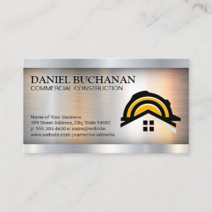 Construction Logo   Metallic Steel  Business Card