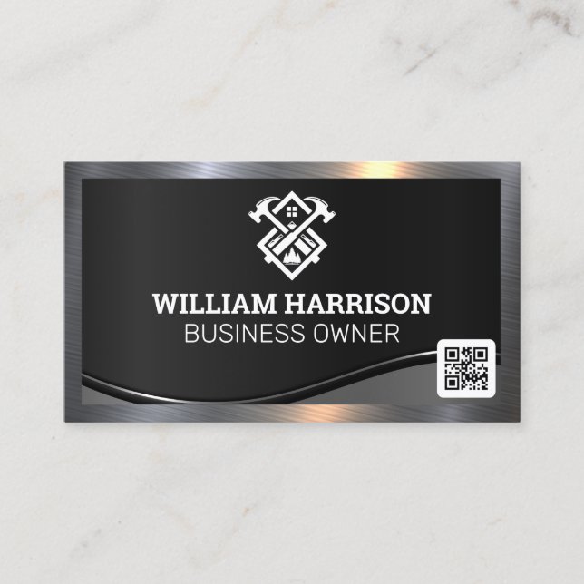 Construction Logo | QR Code Business Card (Front)