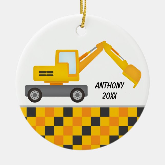 Construction Machine Digger Personalized  Ornament (Front)