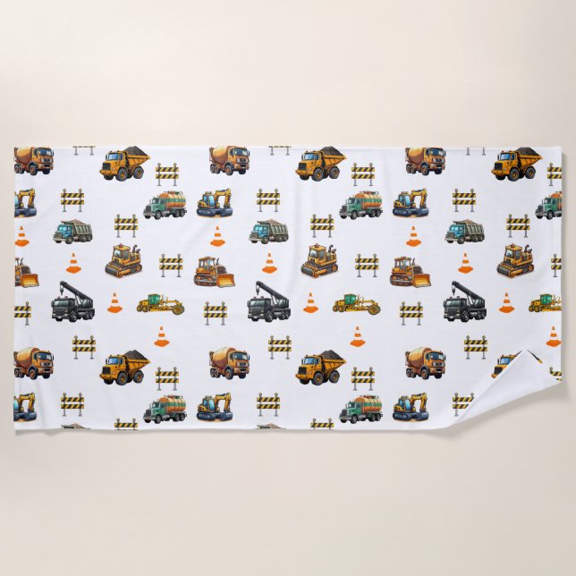 Construction machinery  beach towel (Front)