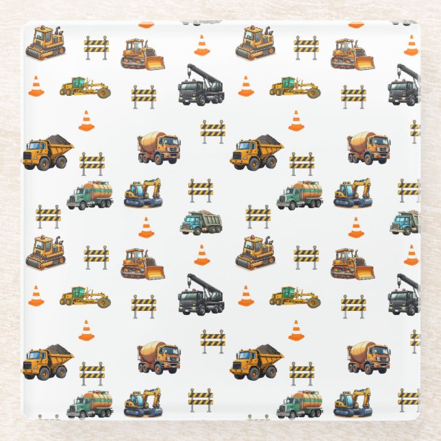 Construction machinery  glass coaster (Front)