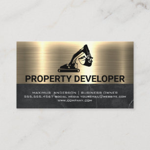 Construction Machinery Metallic Gold Business Card