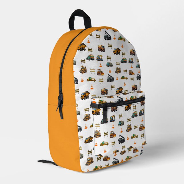 Construction machinery  printed backpack (Back Corner Left)