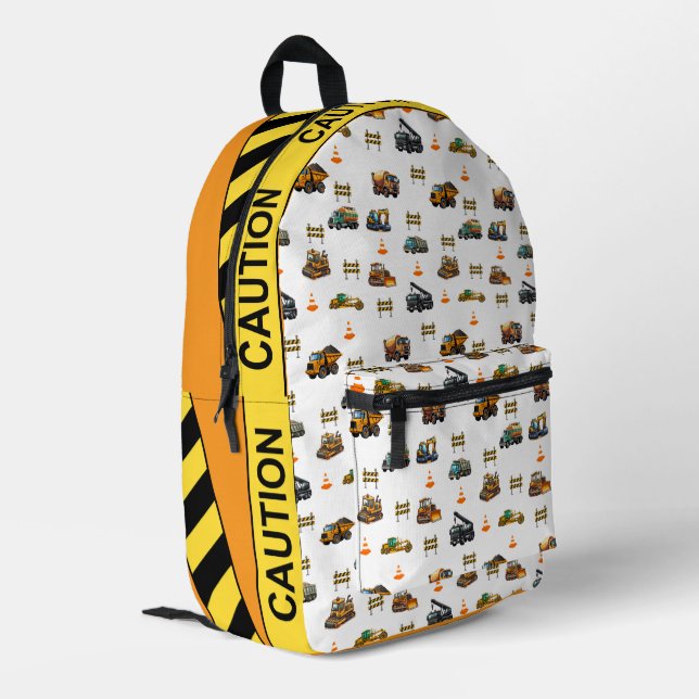 Construction machinery  printed backpack (Back Corner Left)