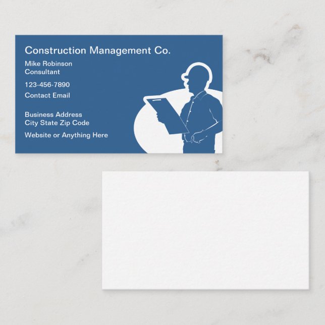 Construction Management Consultant  Business Card (Front/Back)