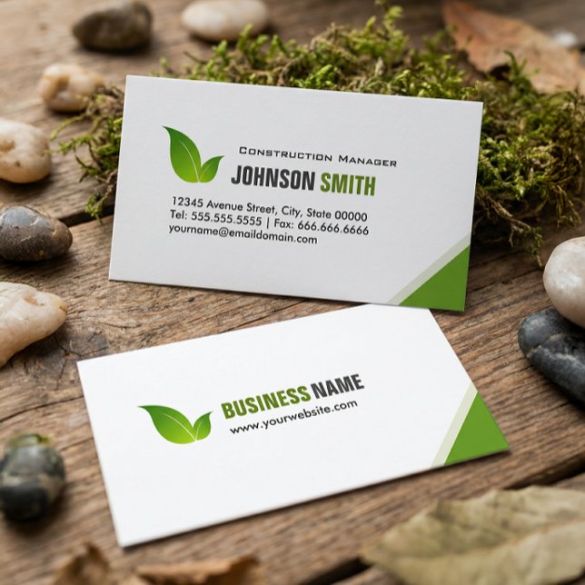 Construction Manager - Elegant Modern Green Business Card (Creator Uploaded)