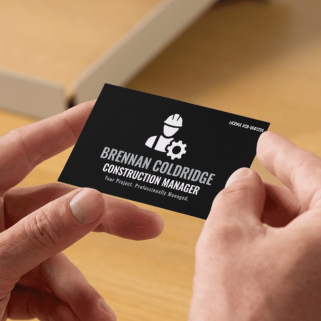 Construction Manager Minimalist Black & White Pro Business Card (Creator Uploaded)