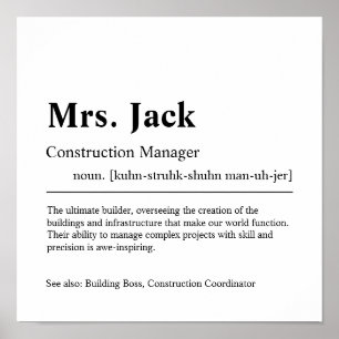 Construction Manager Personalised Gift Poster