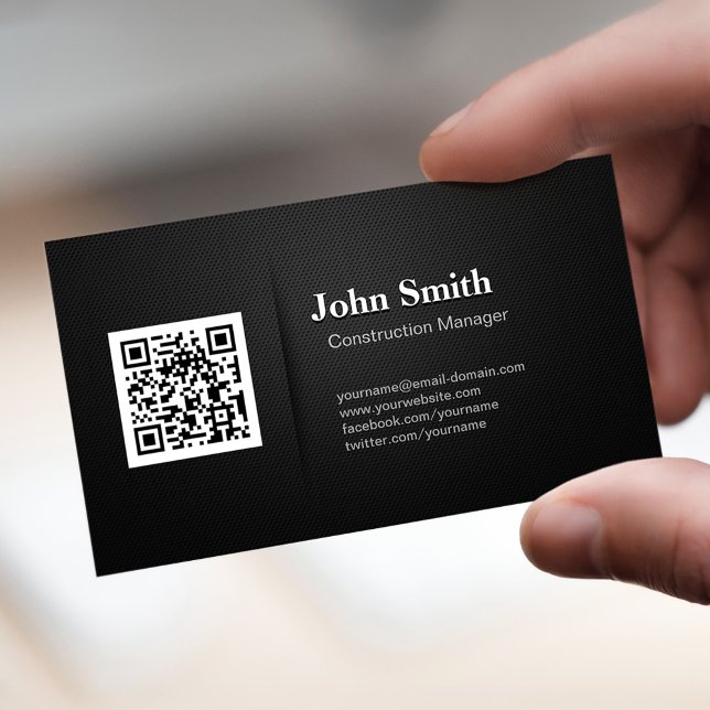 Construction Manager - Premium Black QR Code Business Card (Creator Uploaded)