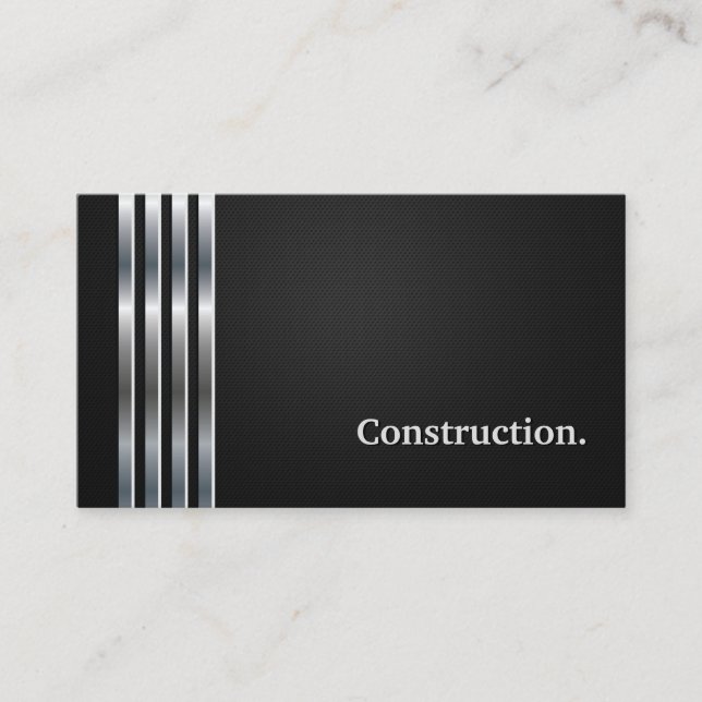 Construction Manager Professional Black Silver Business Card (Front)