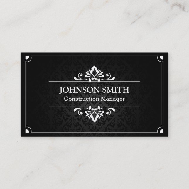 Construction Manager - Shadow of Damask Business Card (Front)