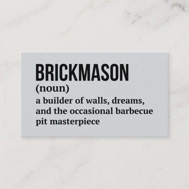 Construction Mason Definition Gift Business Card (Front)
