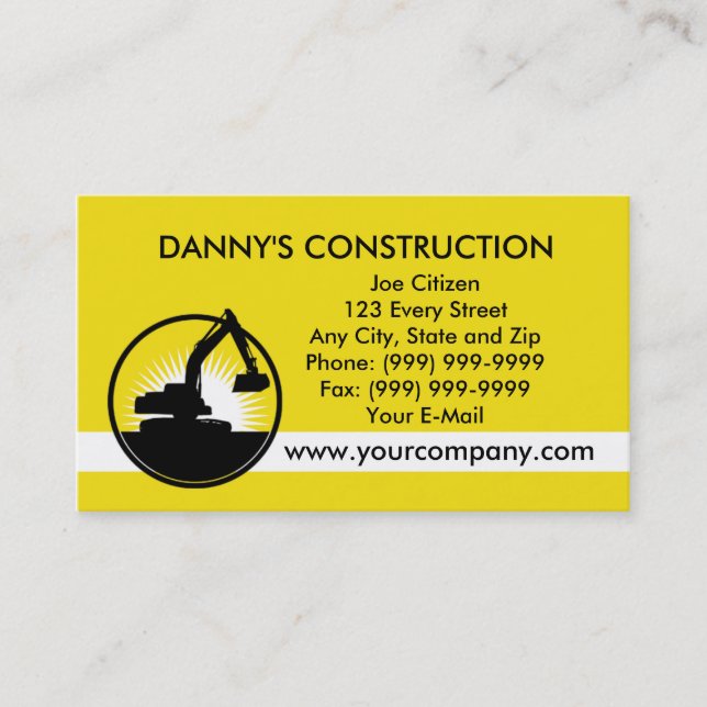 construction mechanical digger excavator business card (Front)