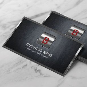 Construction Metal Framed Modern Monogram Business Card