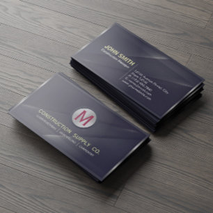 Construction Metal Framed Monogram Black Metal Business Card