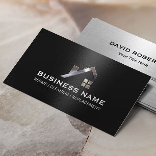 Construction Metal House Logo Real Estate Business Card