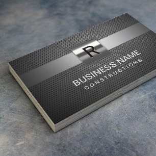 Construction Metal Monogram Professional Business Card