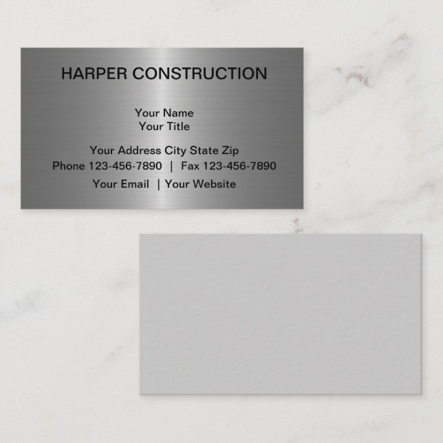 Construction Metallic Look Business Card (Front/Back)