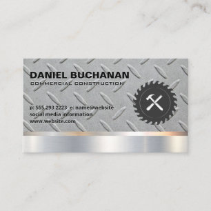 Construction Metallic Saw Hammer Steel Business Card