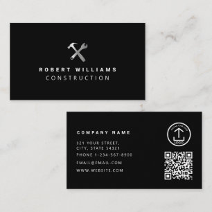 Construction Metallic Silver Handyman Tools Business Card