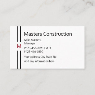 Construction Modern Monogram Design Business Card