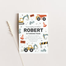 Construction Muted Boho Birthday Party Invitation