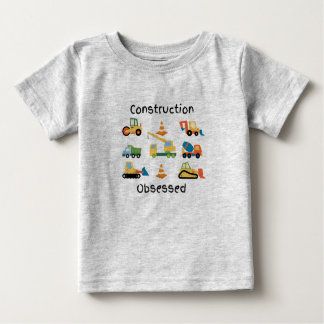 Construction Obsessed with trucks and vehicles Baby T-Shirt