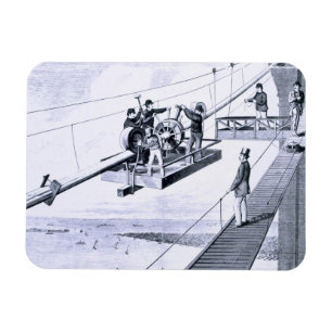 Construction of Brooklyn Bridge, New York (litho) Magnet