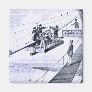 Construction of Brooklyn Bridge, New York (litho) Magnet