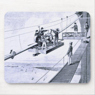 Construction of Brooklyn Bridge, New York (litho) Mouse Pad