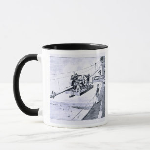 Construction of Brooklyn Bridge, New York (litho) Mug