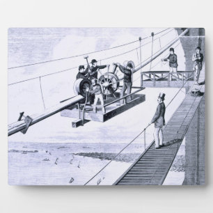 Construction of Brooklyn Bridge, New York (litho) Plaque