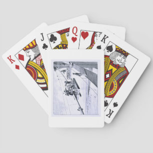 Construction of Brooklyn Bridge, New York (litho) Playing Cards