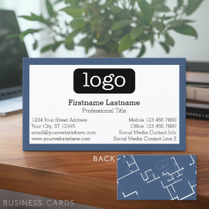 Construction or Architect - Blueprint and Logo Business Card