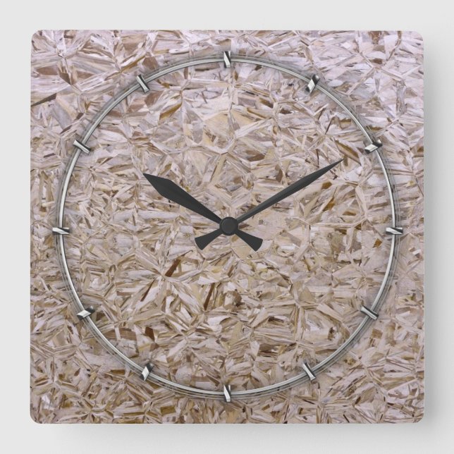 Construction OSB Plywood Style Square Wall Clock (Front)