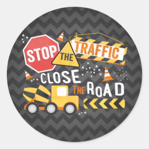 Construction Party Favour Tag Sticker Seal Label