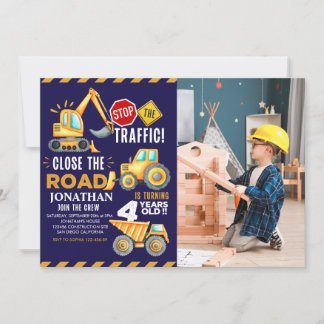 Construction Party for 4th Birthday Boy Invitation