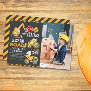 Construction Party for 4th Birthday Boy Invitation