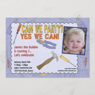 Construction Party Invitation with Photo