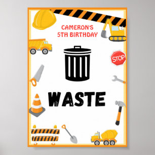Construction Party Sign, Birthday, Baby Shower Pos Poster